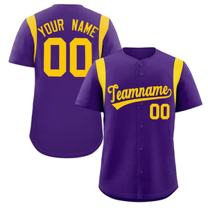 Custom Purple Gold Classic Style Personalized Full Button Authentic Baseball Jersey