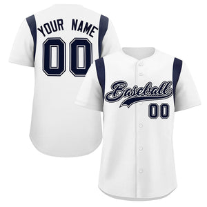 Custom White Navy Classic Style Personalized Full Button Authentic Baseball Jersey