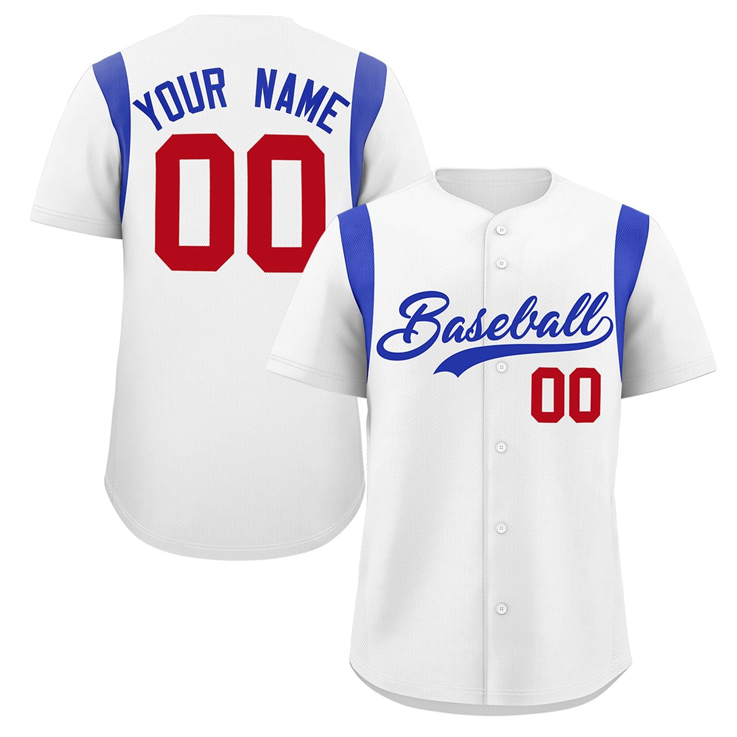 Custom White Royal Classic Style Personalized Full Button Authentic Baseball Jersey