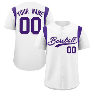 Custom White Purple Classic Style Personalized Full Button Authentic Baseball Jersey