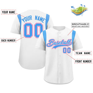 Custom White Powder Blue Classic Style Personalized Full Button Authentic Baseball Jersey