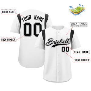 Custom White Black Classic Style Personalized Full Button Authentic Baseball Jersey