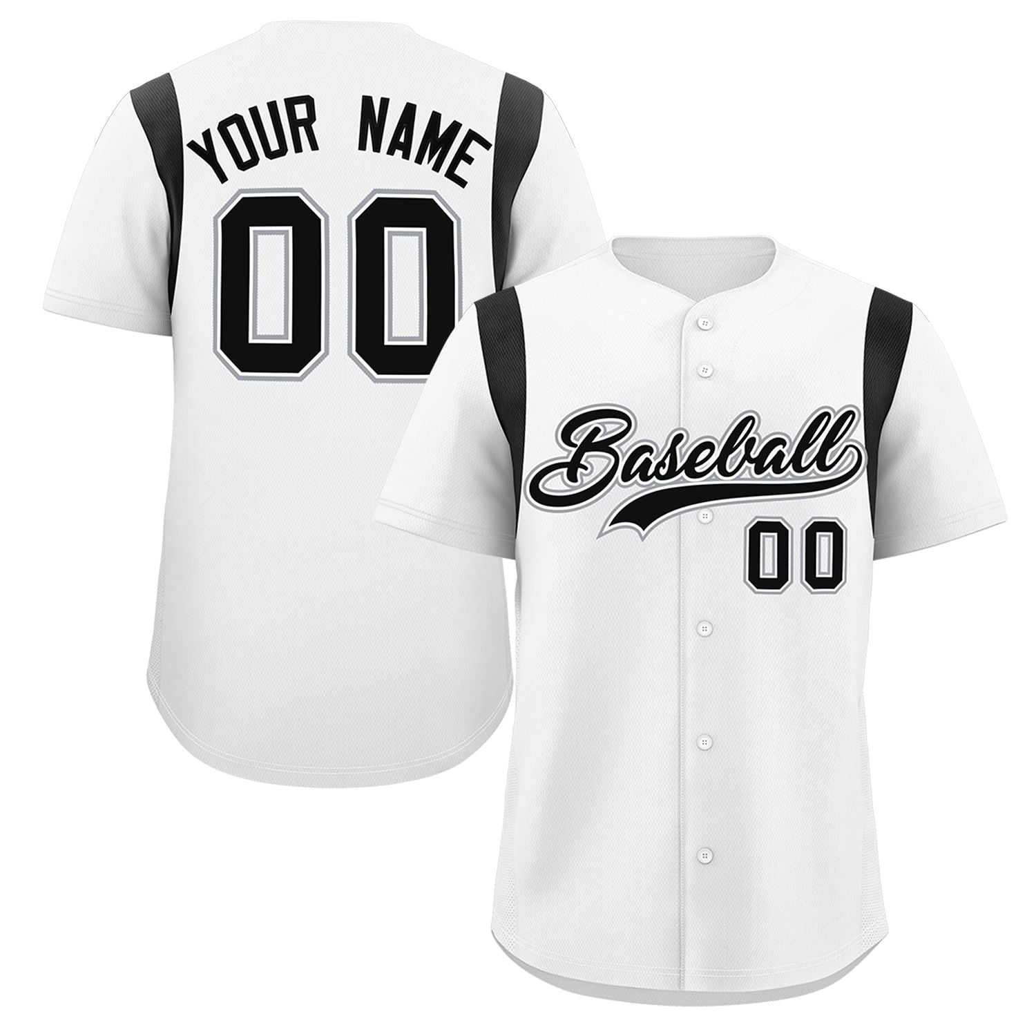 Custom White Black Classic Style Personalized Full Button Authentic Baseball Jersey