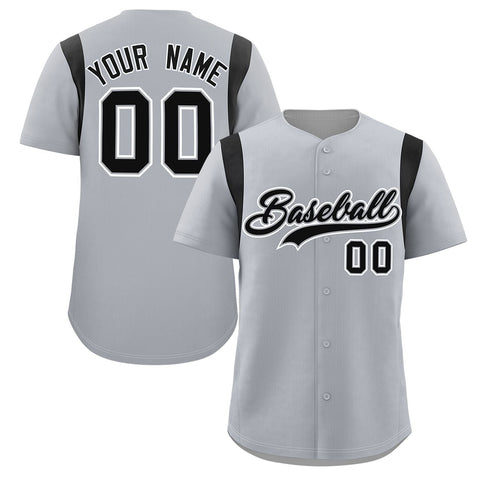 Custom Gray Black Classic Style Personalized Full Button Authentic Baseball Jersey