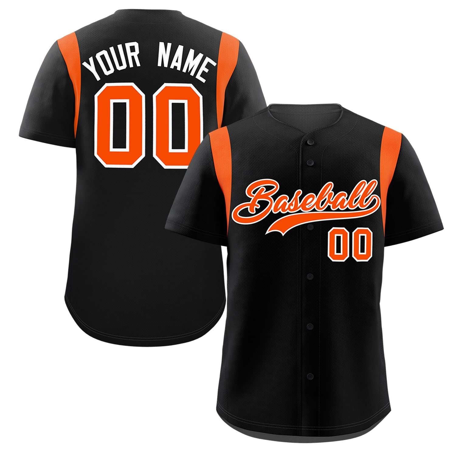 Custom Black Orange Classic Style Personalized Full Button Authentic Baseball Jersey