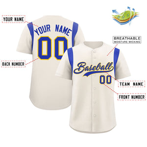 Custom Cream Royal Classic Style Personalized Full Button Authentic Baseball Jersey