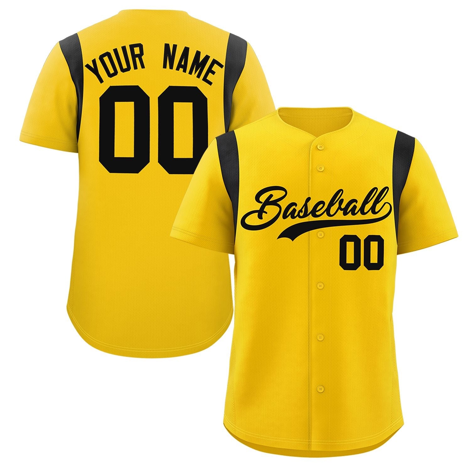 Custom Gold Black Classic Style Personalized Full Button Authentic Baseball Jersey