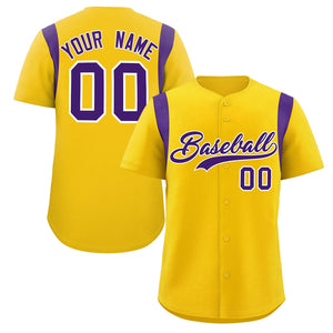 Custom Gold Purple Classic Style Personalized Full Button Authentic Baseball Jersey