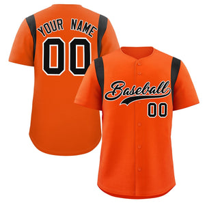 Custom Orange Black Classic Style Personalized Full Button Authentic Baseball Jersey