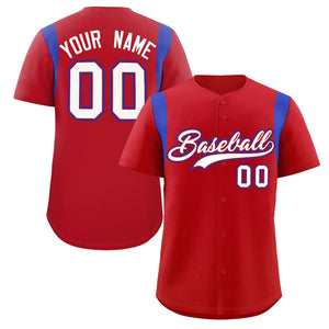 Custom Red Royal Classic Style Personalized Full Button Authentic Baseball Jersey