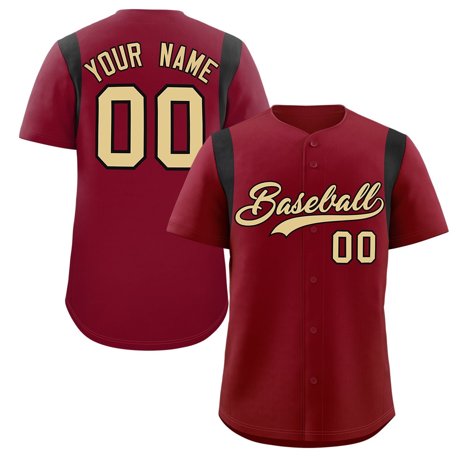 Custom Crimson Black Classic Style Personalized Full Button Authentic Baseball Jersey