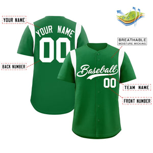 Custom Kelly Green White Classic Style Personalized Full Button Authentic Baseball Jersey