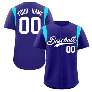 Custom Violet Sky Blue Classic Style Personalized Full Button Authentic Baseball Jersey