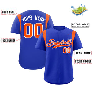 Custom Royal Orange Classic Style Personalized Full Button Authentic Baseball Jersey