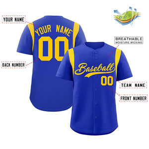 Custom Royal Gold Classic Style Personalized Full Button Authentic Baseball Jersey