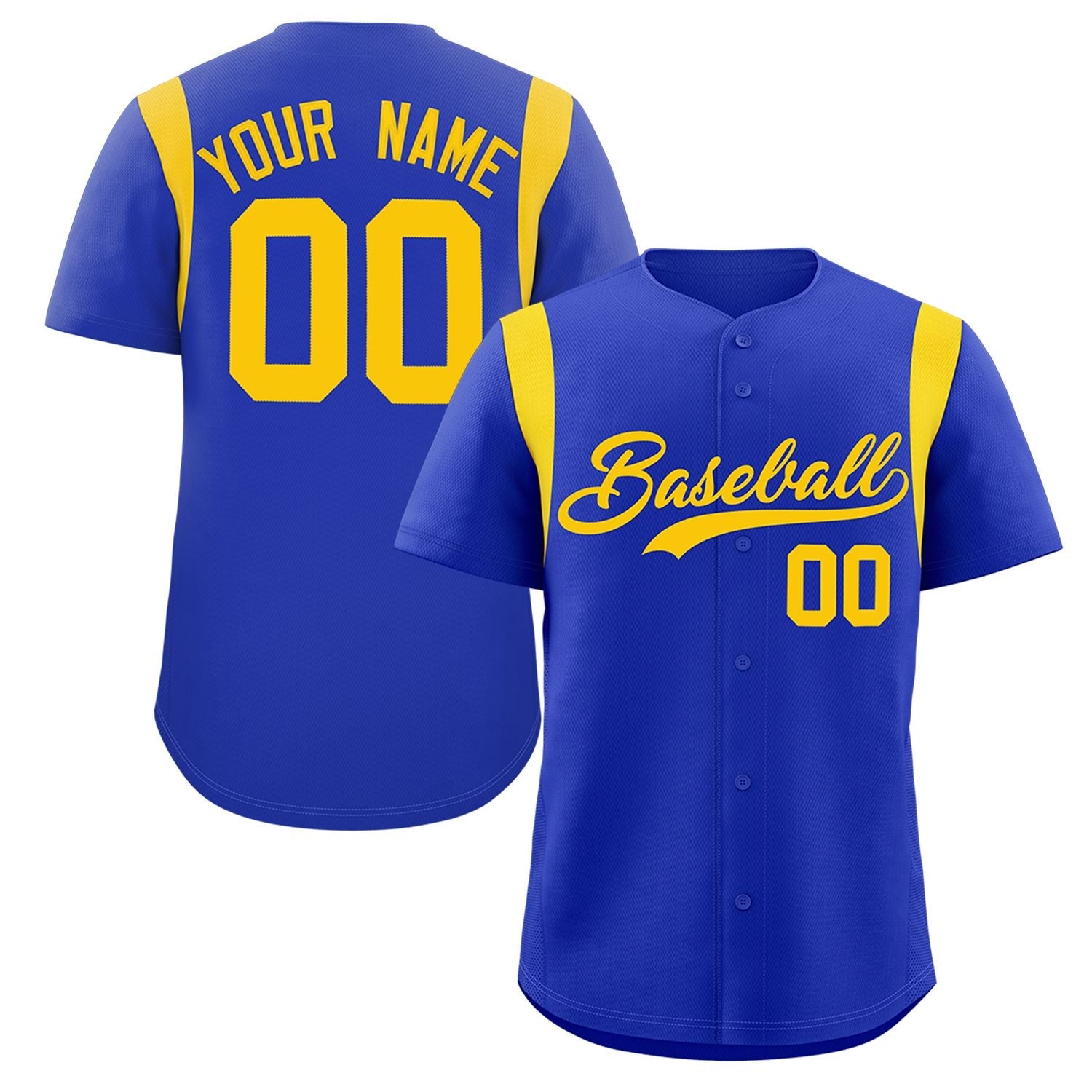 Custom Royal Gold Classic Style Personalized Full Button Authentic Baseball Jersey