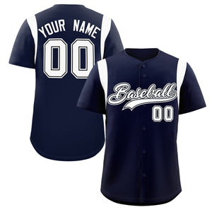 Custom Navy White Classic Style Personalized Full Button Authentic Baseball Jersey