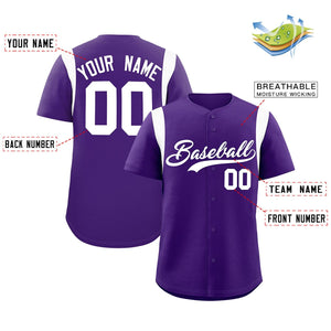 Custom Purple White Classic Style Personalized Full Button Authentic Baseball Jersey