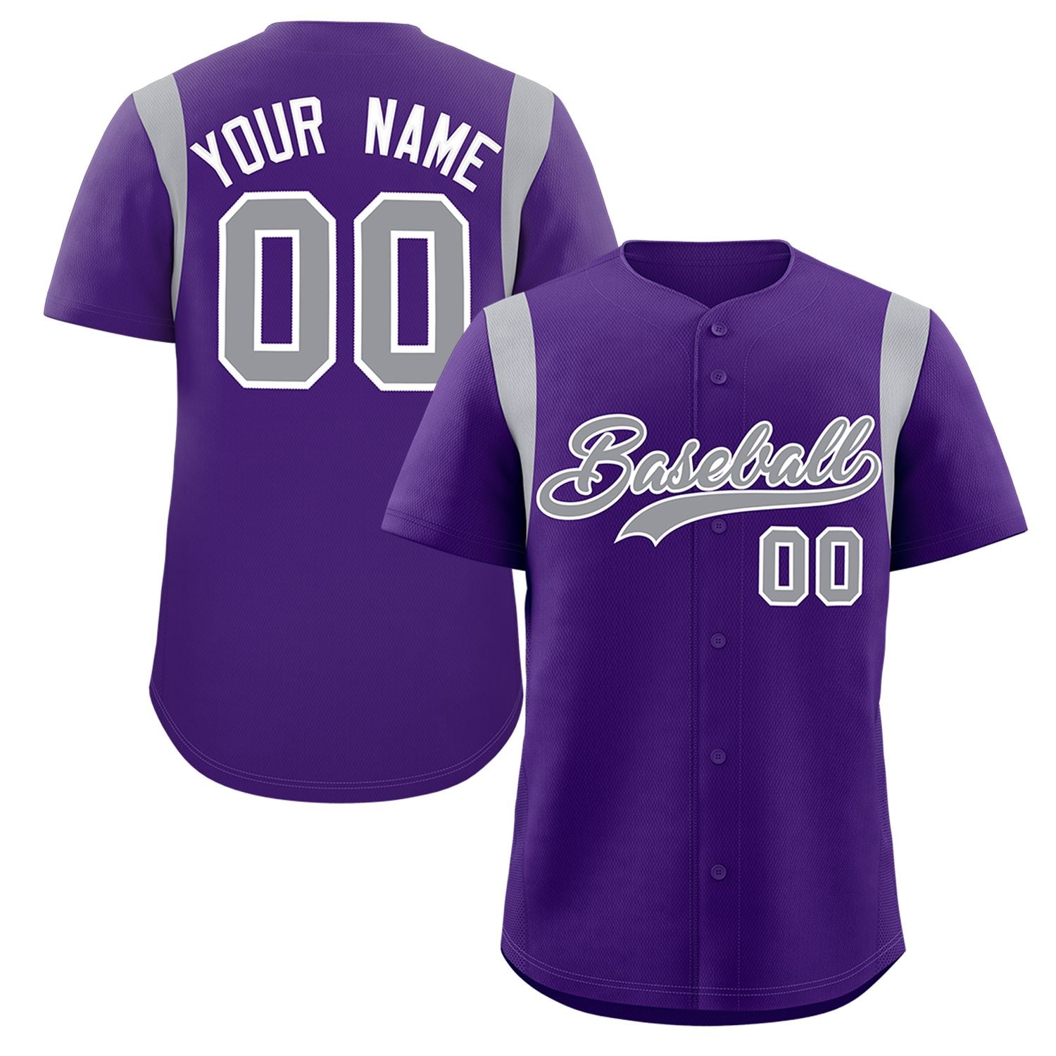 Custom Purple Gray Classic Style Personalized Full Button Authentic Baseball Jersey