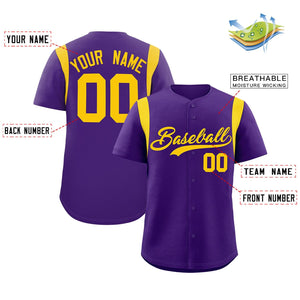 Custom Purple Gold Classic Style Personalized Full Button Authentic Baseball Jersey