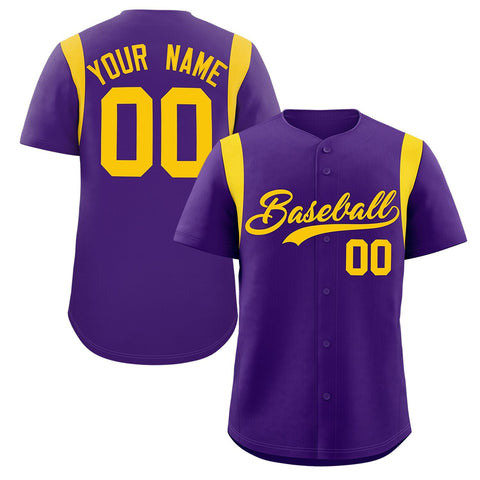 Custom Purple Gold Classic Style Personalized Full Button Authentic Baseball Jersey