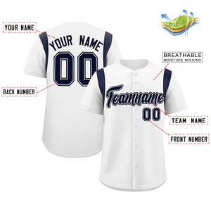 Custom White Navy Classic Style Personalized Full Button Authentic Baseball Jersey