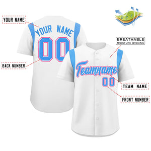 Custom White Powder Blue Classic Style Personalized Full Button Authentic Baseball Jersey