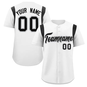 Custom White Black Classic Style Personalized Full Button Authentic Baseball Jersey