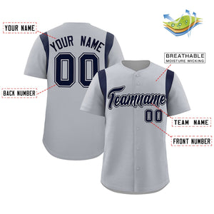 Custom Gray Navy Classic Style Personalized Full Button Authentic Baseball Jersey