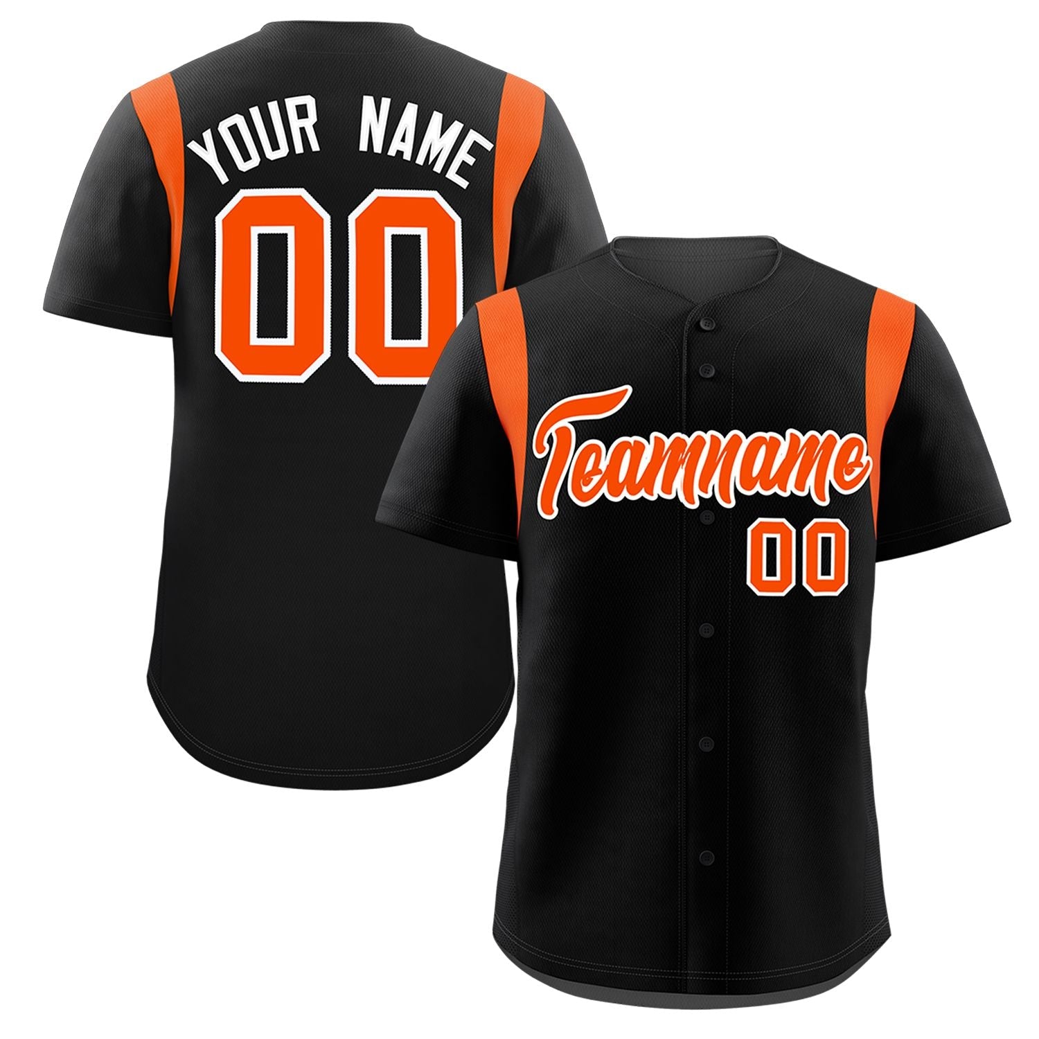 Custom Black Orange Classic Style Personalized Full Button Authentic Baseball Jersey