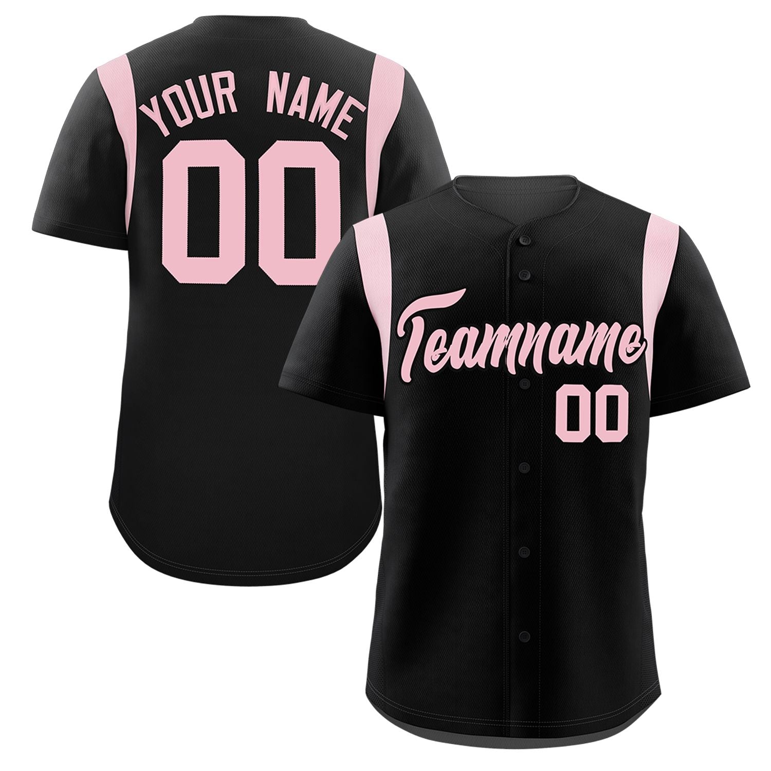 Custom Black Light Pink Classic Style Personalized Full Button Authentic Baseball Jersey