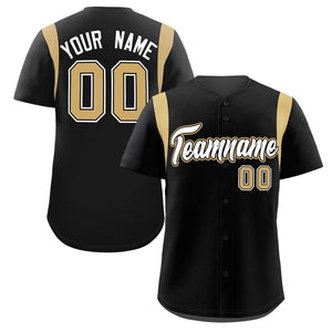 Custom Black Old Gold Classic Style Personalized Full Button Authentic Baseball Jersey