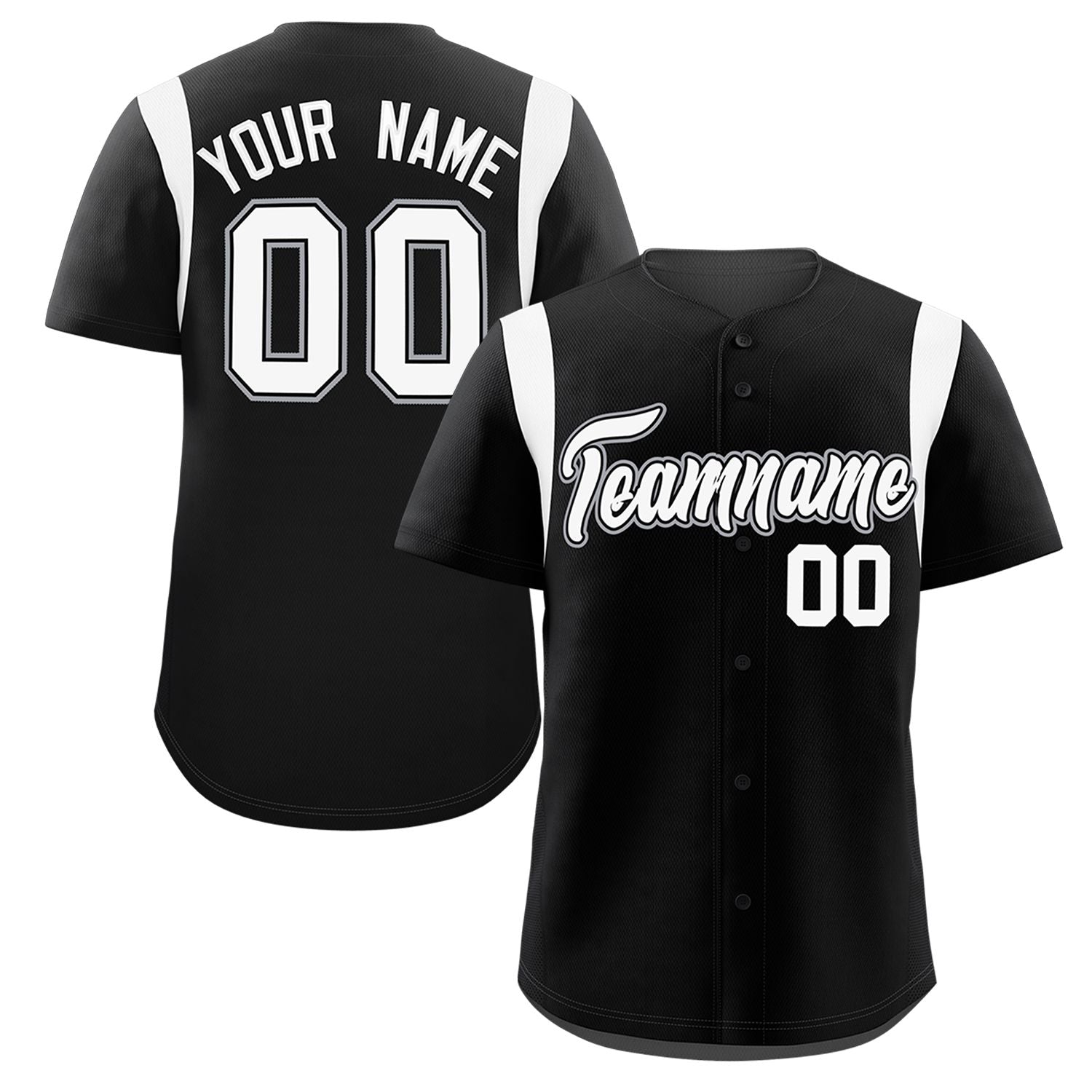 Custom Black White Classic Style Personalized Full Button Authentic Baseball Jersey