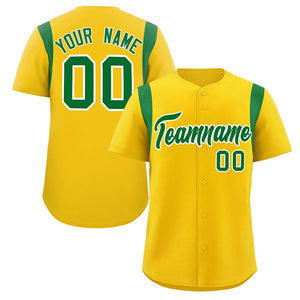 Custom Gold Kelly Green Classic Style Personalized Full Button Authentic Baseball Jersey