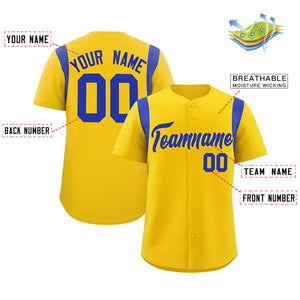 Custom Gold Royal Classic Style Personalized Full Button Authentic Baseball Jersey