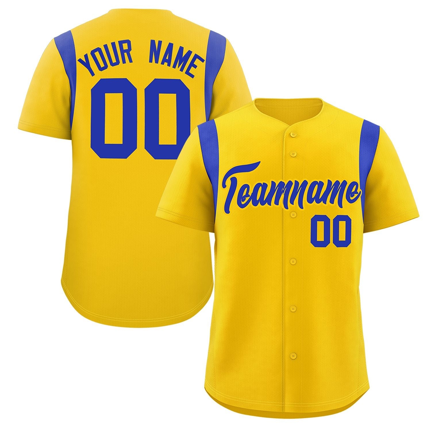 Custom Gold Royal Classic Style Personalized Full Button Authentic Baseball Jersey