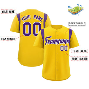 Custom Gold Purple Classic Style Personalized Full Button Authentic Baseball Jersey