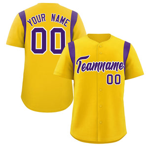 Custom Gold Purple Classic Style Personalized Full Button Authentic Baseball Jersey