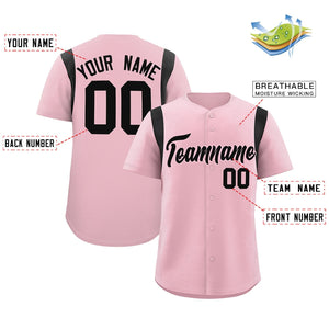 Custom Light Pink Black Classic Style Personalized Full Button Authentic Baseball Jersey