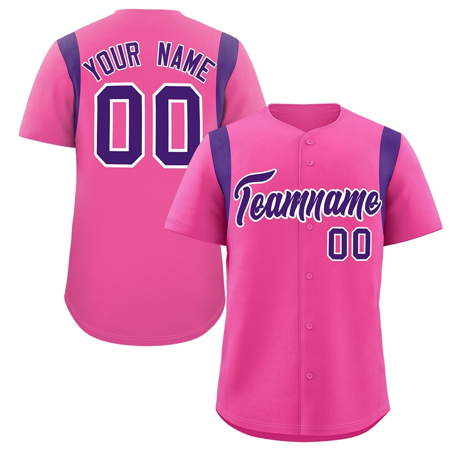 Custom Pink Purple Classic Style Personalized Full Button Authentic Baseball Jersey