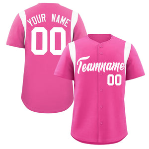 Custom Pink White Classic Style Personalized Full Button Authentic Baseball Jersey