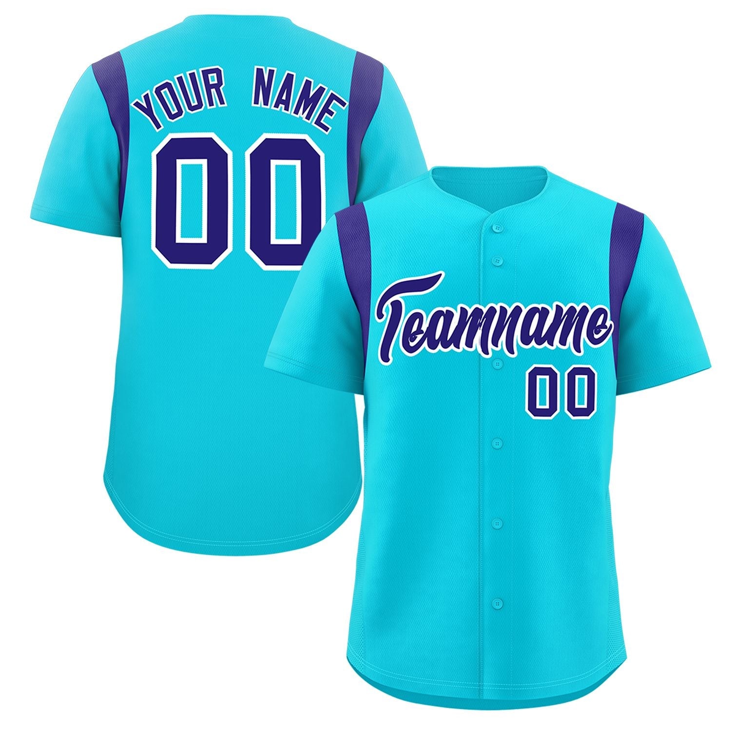 Custom Sky Blue Violet Classic Style Personalized Full Button Authentic Baseball Jersey