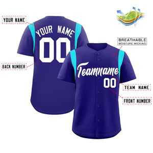 Custom Violet Sky Blue Classic Style Personalized Full Button Authentic Baseball Jersey