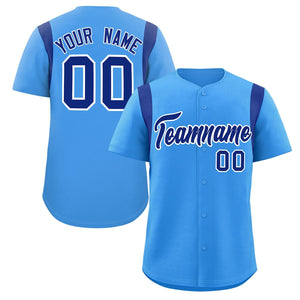 Custom Powder Blue Royal Classic Style Personalized Full Button Authentic Baseball Jersey