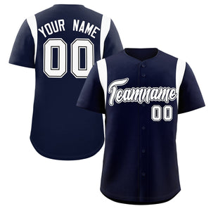 Custom Navy White Classic Style Personalized Full Button Authentic Baseball Jersey