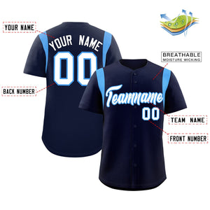 Custom Navy Powder Blue Classic Style Personalized Full Button Authentic Baseball Jersey