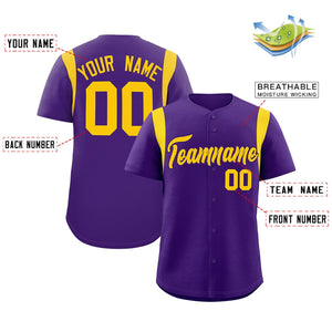 Custom Purple Gold Classic Style Personalized Full Button Authentic Baseball Jersey