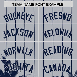 Custom Gray Navy Pinstripe Coconut Tree Pattern Authentic Baseball Jersey