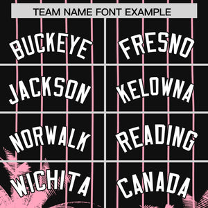 Custom Black Light Pink Pinstripe Coconut Tree Pattern Authentic Baseball Jersey