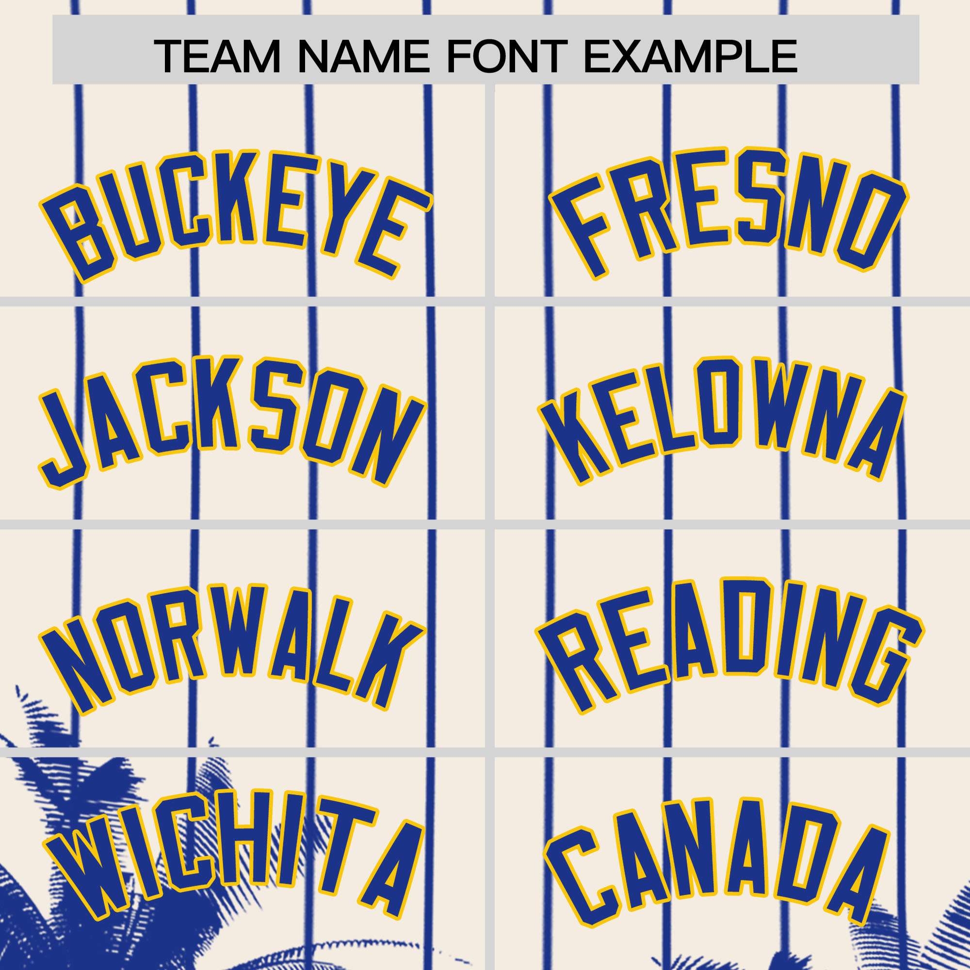 Custom Cream Royal Pinstripe Coconut Tree Pattern Authentic Baseball Jersey